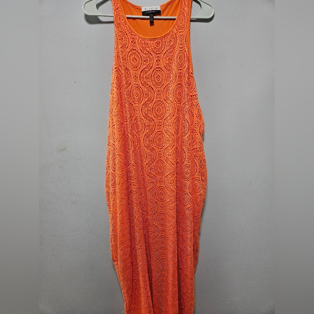Orange lace sleeveless plus size dress